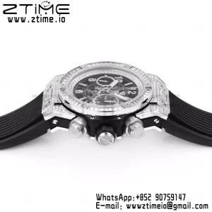 HUBLOT Big Bang Unico 44mm 421.NX.1170.RX Titanium Full Diamonds BBF 1:1 Best Edition Skeleton Dial T Diamonds Bezel on Black Rubber Strap A1280 V2 - Super Clone Watch | 1:1 Best Version
