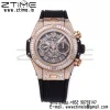 Hublot Big Bang Unico 421.OX.1180.RX.1104 RG Full Diamonds BBF 1:1 Best Edition Skeleton Dial T Diamonds Bezel on Black Rubber Strap A1280 - Super Clone Watch | 1:1 Best Version