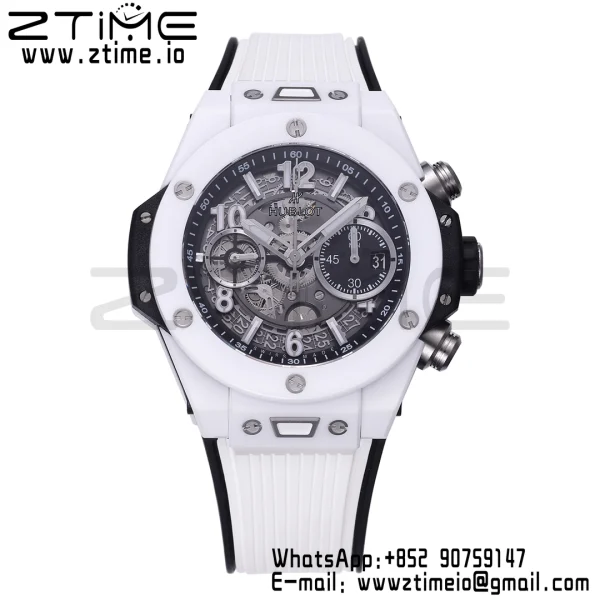 HUBLOT Big Bang Unico 42mm 441.HX.1171.RX White Ceramic BBF 1:1 Best Edition Skeleton Dial on White Rubber Strap A1280 V2 - Super Clone Watch | 1:1 Best Version