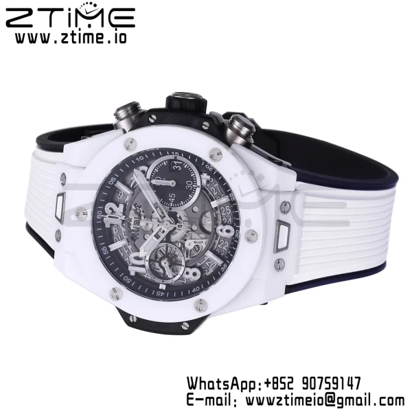 HUBLOT Big Bang Unico 42mm 441.HX.1171.RX White Ceramic BBF 1:1 Best Edition Skeleton Dial on White Rubber Strap A1280 V2 - Super Clone Watch | 1:1 Best Version