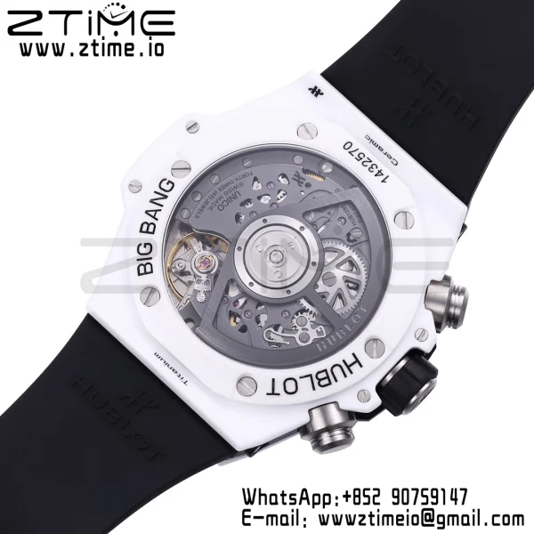 HUBLOT Big Bang Unico 42mm 441.HX.1171.RX White Ceramic BBF 1:1 Best Edition Skeleton Dial on White Rubber Strap A1280 V2 - Super Clone Watch | 1:1 Best Version