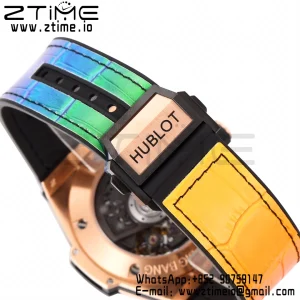 Hublot Big Bang Unico Rainbow King 44mm 411.OX.9910.LR.0999  RG Full Diamonds BBF 1:1 Best Edition Skeleton Dial  Diamonds Bezel on Rainbow Gummy Strap A1280 V2 - Super Clone Watch | 1:1 Best Version
