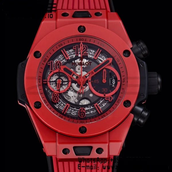 Hublot Big Bang Unico 441.CF.8513.RX Red Ceramic BBF 1:1 Best Edition Skeleton Dial on Red Rubber Strap A1280 - Super Clone Watch | 1:1 Best Version