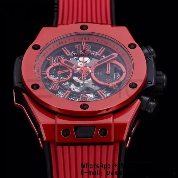 Hublot Big Bang Unico 441.CF.8513.RX Red Ceramic BBF 1:1 Best Edition Skeleton Dial on Red Rubber Strap A1280 - Super Clone Watch | 1:1 Best Version