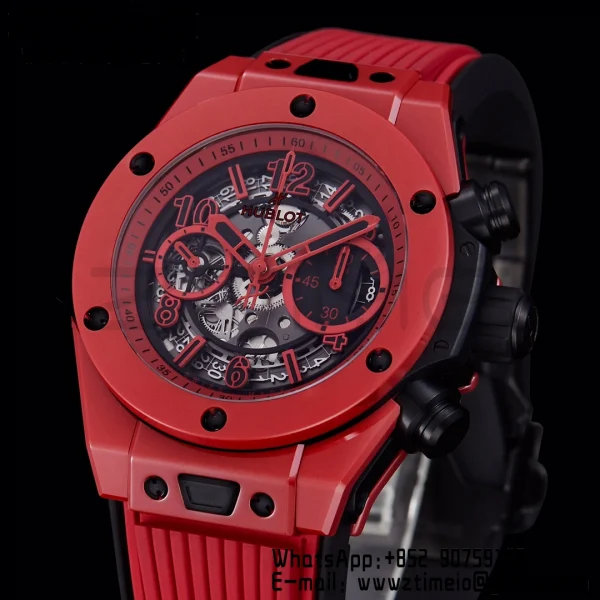 Hublot Big Bang Unico 441.CF.8513.RX Red Ceramic BBF 1:1 Best Edition Skeleton Dial on Red Rubber Strap A1280 - Super Clone Watch | 1:1 Best Version