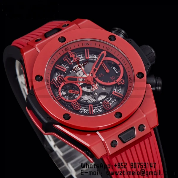 Hublot Big Bang Unico 441.CF.8513.RX Red Ceramic BBF 1:1 Best Edition Skeleton Dial on Red Rubber Strap A1280 - Super Clone Watch | 1:1 Best Version
