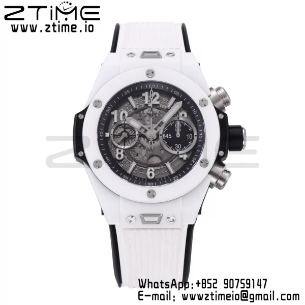 Hublot Big Bang Unico 421.HX.1170.RX White Ceramic BBF 1:1 Best Edition Skeleton Dial on White Rubber Strap A1280 - Super Clone Watch | 1:1 Best Version