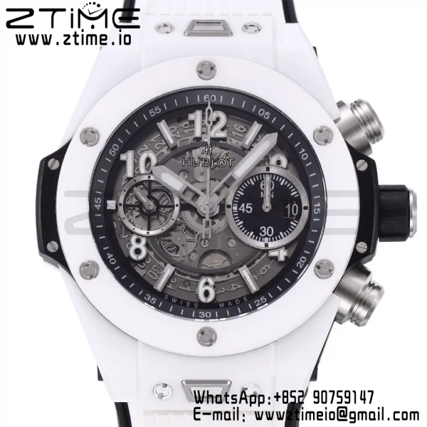 Hublot Big Bang Unico 421.HX.1170.RX White Ceramic BBF 1:1 Best Edition Skeleton Dial on White Rubber Strap A1280 - Super Clone Watch | 1:1 Best Version