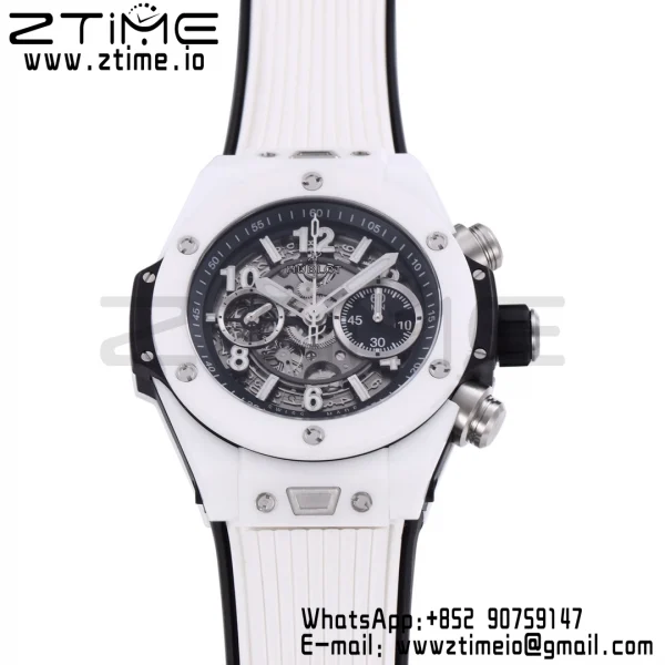 Hublot Big Bang Unico 421.HX.1170.RX White Ceramic BBF 1:1 Best Edition Skeleton Dial on White Rubber Strap A1280 - Super Clone Watch | 1:1 Best Version