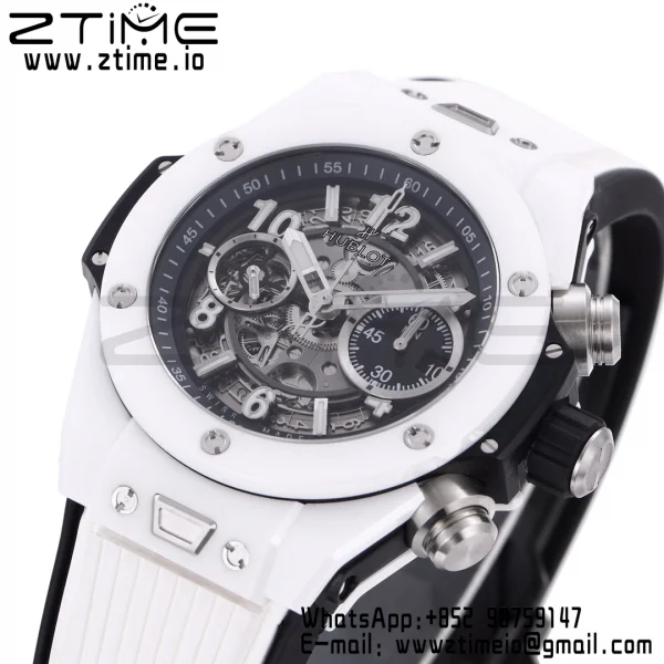 Hublot Big Bang Unico 421.HX.1170.RX White Ceramic BBF 1:1 Best Edition Skeleton Dial on White Rubber Strap A1280 - Super Clone Watch | 1:1 Best Version