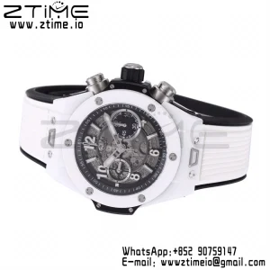 Hublot Big Bang Unico 421.HX.1170.RX White Ceramic BBF 1:1 Best Edition Skeleton Dial on White Rubber Strap A1280 - Super Clone Watch | 1:1 Best Version