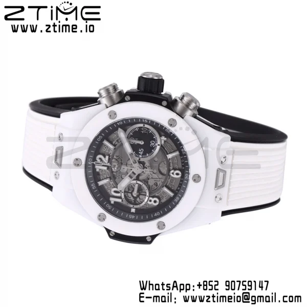 Hublot Big Bang Unico 421.HX.1170.RX White Ceramic BBF 1:1 Best Edition Skeleton Dial on White Rubber Strap A1280 - Super Clone Watch | 1:1 Best Version