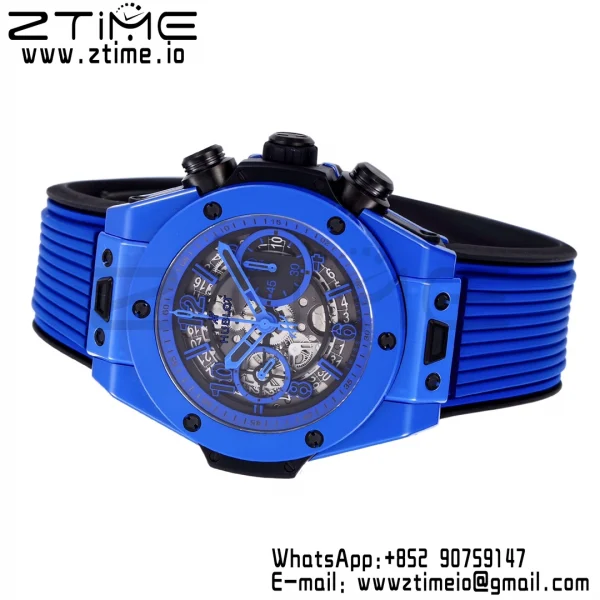 Hublot Big Bang Unico 441.ES.5119.RX Blue Ceramic BBF 1:1 Best Edition Skeleton Dial pe curea de cauciuc albastru A1280 - Super Clone Watch | 1:1 Best Version