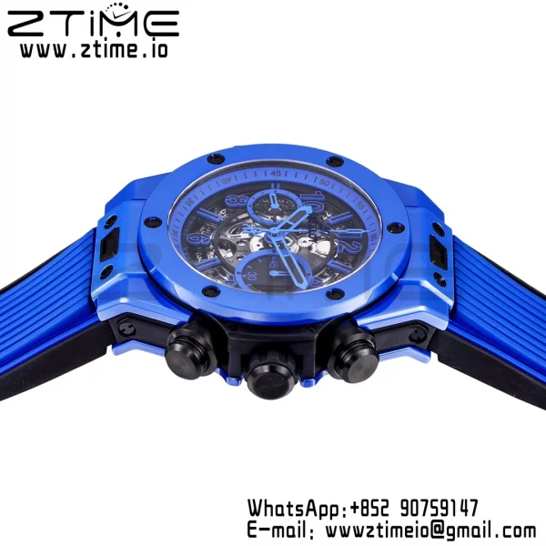 Hublot Big Bang Unico 441.ES.5119.RX Blue Ceramic BBF 1:1 Best Edition Skeleton Dial pe curea de cauciuc albastru A1280 - Super Clone Watch | 1:1 Best Version