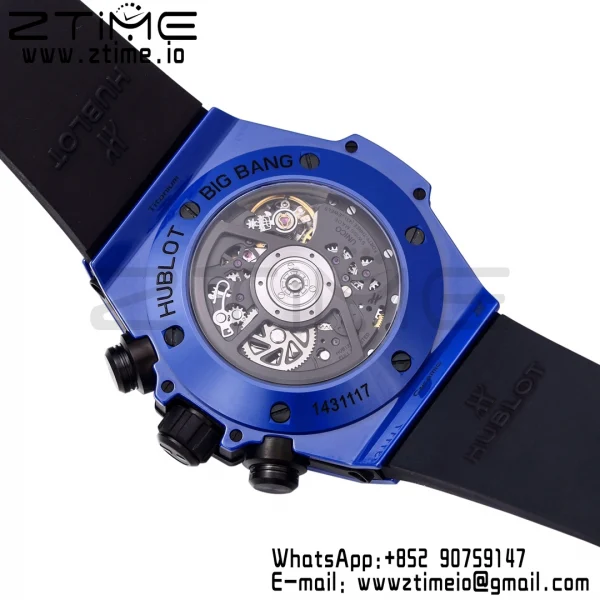 Hublot Big Bang Unico 441.ES.5119.RX Blue Ceramic BBF 1:1 Best Edition Skeleton Dial pe curea de cauciuc albastru A1280 - Super Clone Watch | 1:1 Best Version