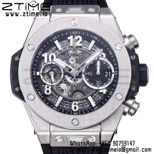 HUBLOT Big Bang Unico 42mm 441.NX.1171.RX Titanium BBF 1:1 Best Edition Skeleton Dial on Black Rubber Strap A1280 V2 - Super Clone Watch | 1:1 Best Version
