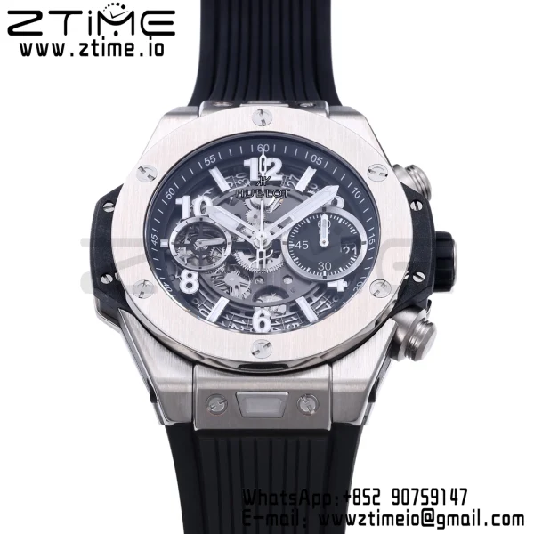 HUBLOT Big Bang Unico 42mm 441.NX.1171.RX Titanium BBF 1:1 Best Edition Skeleton Dial on Black Rubber Strap A1280 V2 - Super Clone Watch | 1:1 Best Version