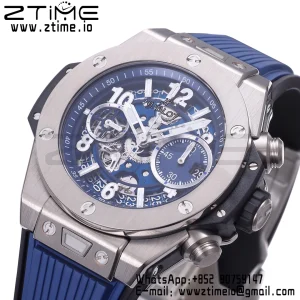 HUBLOT Big Bang Unico 42mm 441.NX.5171.RX Titanium BBF 1:1 Best Edition Skeleton Dial on Blue Rubber Strap A1280 V2 - Super Clone Watch | 1:1 Best Version