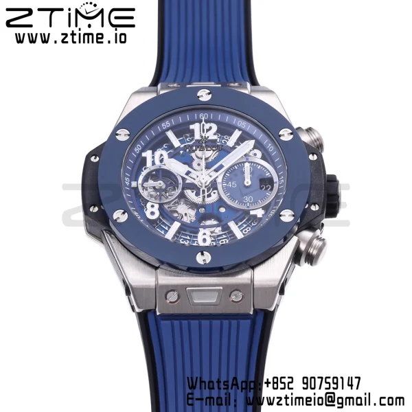 HUBLOT Big Bang Unico 42mm 441.NL.5171.RX Titanium BBF 1:1 Best Edition Skeleton Dial on Blue Rubber Strap A1280 V2 - Super Clone Watch | 1:1 Best Version