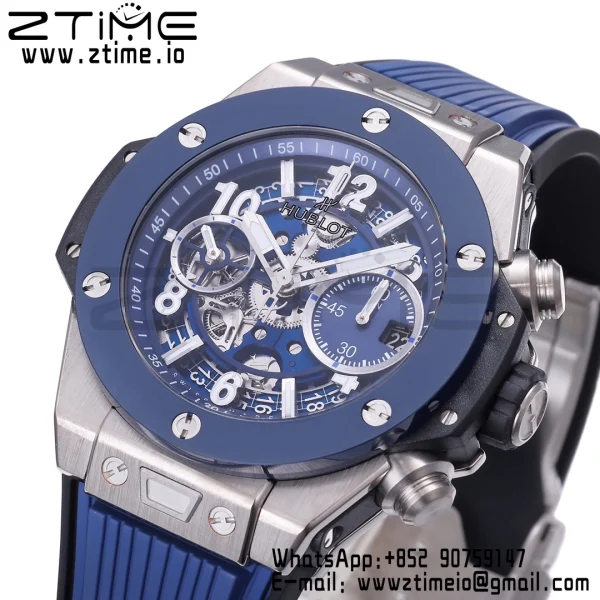 HUBLOT Big Bang Unico 42mm 441.NL.5171.RX Titanium BBF 1:1 Best Edition Skeleton Dial on Blue Rubber Strap A1280 V2 - Super Clone Watch | 1:1 Best Version