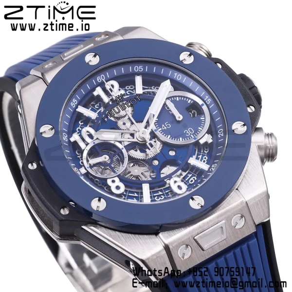 HUBLOT Big Bang Unico 42mm 441.NL.5171.RX Titanium BBF 1:1 Best Edition Skeleton Dial on Blue Rubber Strap A1280 V2 - Super Clone Watch | 1:1 Best Version