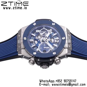 HUBLOT Big Bang Unico 42mm 441.NL.5171.RX Titanium BBF 1:1 Best Edition Skeleton Dial on Blue Rubber Strap A1280 V2 - Super Clone Watch | 1:1 Best Version