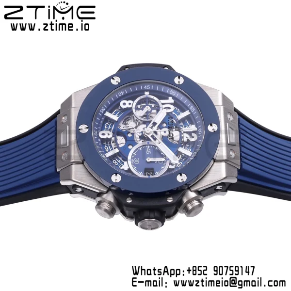 HUBLOT Big Bang Unico 42mm 441.NL.5171.RX Titanium BBF 1:1 Best Edition Skeleton Dial on Blue Rubber Strap A1280 V2 - Super Clone Watch | 1:1 Best Version