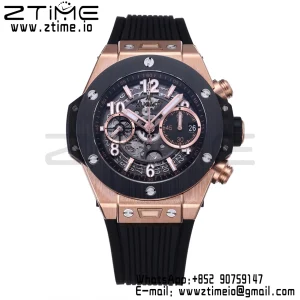 HUBLOT Big Bang Unico 42mm 441.OM.1181.RX RG BBF 1:1 Best Edition Skeleton Dial Black Ceramic Bezel on Black Rubber Strap A1280 V2 - Super Clone Watch | 1:1 Best Version