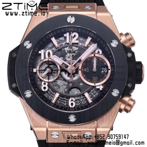 HUBLOT Big Bang Unico 42mm 441.OM.1181.RX RG BBF 1:1 Best Edition Skeleton Dial Black Ceramic Bezel on Black Rubber Strap A1280 V2 - Super Clone Watch | 1:1 Best Version