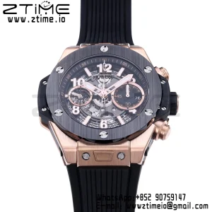 HUBLOT Big Bang Unico 42mm 441.OM.1181.RX RG BBF 1:1 Best Edition Skeleton Dial Black Ceramic Bezel on Black Rubber Strap A1280 V2 - Super Clone Watch | 1:1 Best Version