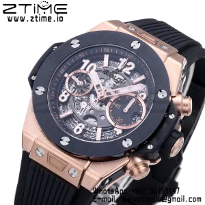 HUBLOT Big Bang Unico 42mm 441.OM.1181.RX RG BBF 1:1 Best Edition Skeleton Dial Black Ceramic Bezel on Black Rubber Strap A1280 V2 - Super Clone Watch | 1:1 Best Version