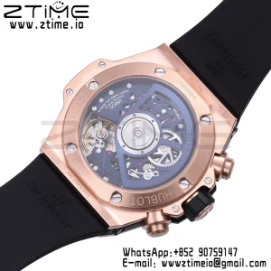 HUBLOT Big Bang Unico 42mm 441.OL.5181.RX RG BBF 1:1 Best Edition Skeleton Dial Black Ceramic Bezel on Blue Rubber Strap A1280 V2 - Super Clone Watch | 1:1 Best Version