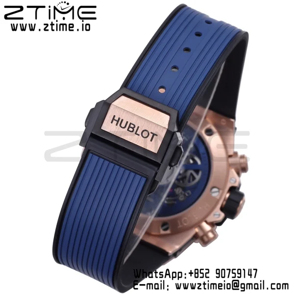 HUBLOT Big Bang Unico 42mm 441.OL.5181.RX RG BBF 1:1 Best Edition Skeleton Dial Black Ceramic Bezel on Blue Rubber Strap A1280 V2 - Super Clone Watch | 1:1 Best Version