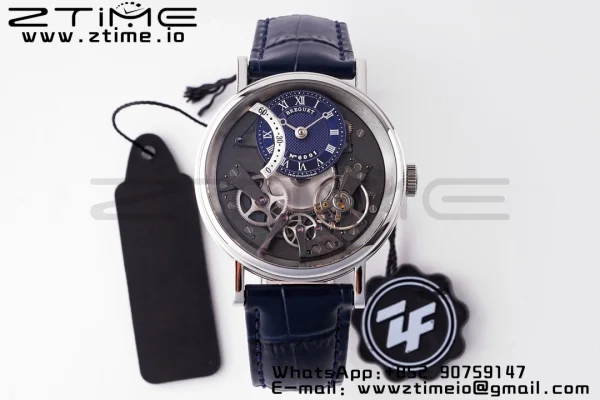 Breguet Tradition 7097BB/GY/9WU SS ZF 1:1 Best Edition Cadran albastru/gri pe curea din piele albastră A505 - Super Clone Watch | 1:1 Best Version