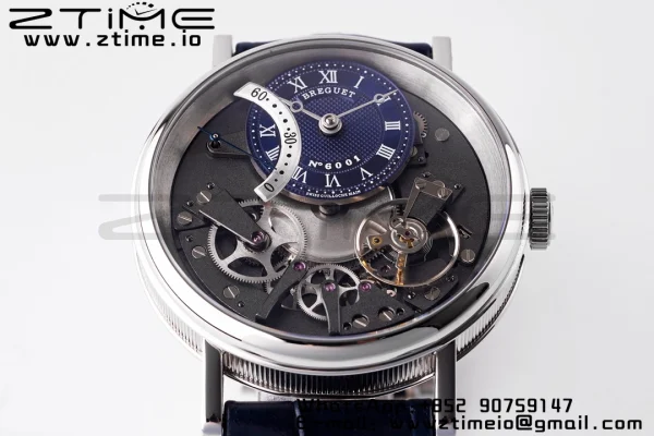 Breguet Tradition 7097BB/GY/9WU SS ZF 1:1 Best Edition Cadran albastru/gri pe curea din piele albastră A505 - Super Clone Watch | 1:1 Best Version