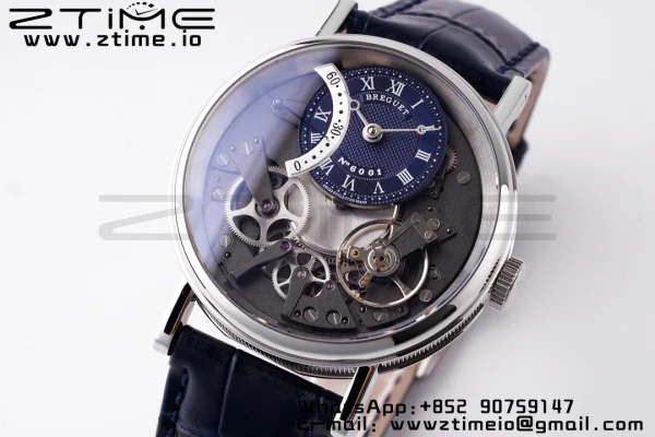 Breguet Tradition 7097BB/GY/9WU SS ZF 1:1 Best Edition Cadran albastru/gri pe curea din piele albastră A505 - Super Clone Watch | 1:1 Best Version
