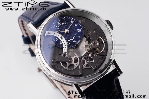 Breguet Tradition 7097BB/GY/9WU SS ZF 1:1 Best Edition Cadran albastru/gri pe curea din piele albastră A505 - Super Clone Watch | 1:1 Best Version