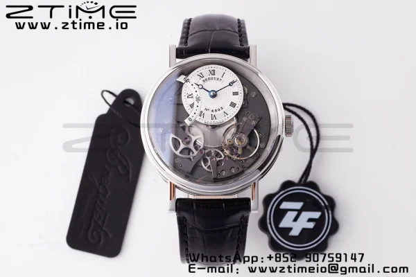 Breguet Tradition 7097BB/G1/9WU SS ZF 1:1 Best Edition White/Gray Dial on Black Leather Strap A505 - Super Clone Watch | 1:1 Best Version