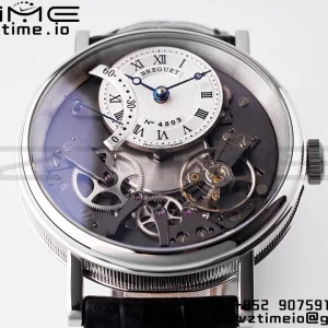 Breguet Tradition 7097BB/G1/9WU SS ZF 1:1 Best Edition White/Gray Dial on Black Leather Strap A505 - Super Clone Watch | 1:1 Best Version