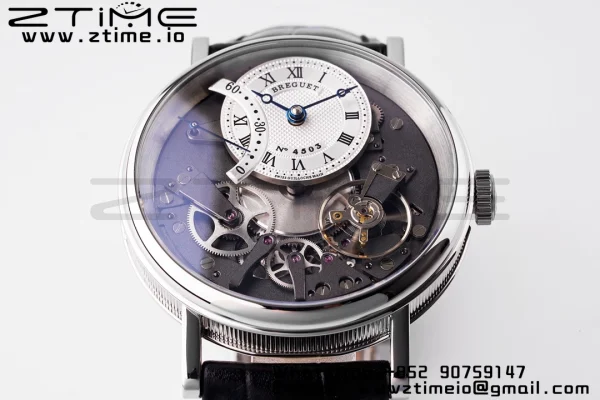 Breguet Tradition 7097BB/G1/9WU SS ZF 1:1 Best Edition White/Gray Dial on Black Leather Strap A505 - Super Clone Watch | 1:1 Best Version