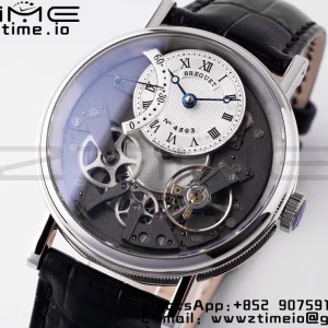 Breguet Tradition 7097BB/G1/9WU SS ZF 1:1 Best Edition White/Gray Dial on Black Leather Strap A505 - Super Clone Watch | 1:1 Best Version