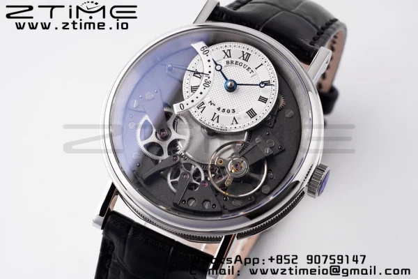 Breguet Tradition 7097BB/G1/9WU SS ZF 1:1 Best Edition White/Gray Dial on Black Leather Strap A505 - Super Clone Watch | 1:1 Best Version