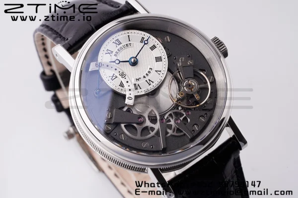 Breguet Tradition 7097BB/G1/9WU SS ZF 1:1 Best Edition White/Gray Dial on Black Leather Strap A505 - Super Clone Watch | 1:1 Best Version