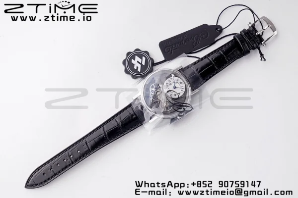 Breguet Tradition 7097BB/G1/9WU SS ZF 1:1 Best Edition White/Gray Dial on Black Leather Strap A505 - Super Clone Watch | 1:1 Best Version