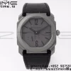 BVLGARI Octo Finissimo PVD BVF 1:1 Best Edition Quadrante grigio su cinturino in pelle nera Movimento asiatico a micro rotore - Orologio super clone | 1:1 Best Version