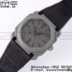 BVLGARI Octo Finissimo PVD BVF 1:1 Best Edition Gray Dial on Black leather strap Asian Micro Rotor Movement - Super Clone Watch | 1:1 Best Version