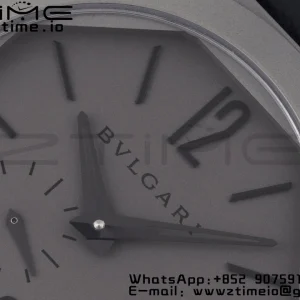 BVLGARI Octo Finissimo PVD BVF 1:1 Best Edition Gray Dial on Black leather strap Asian Micro Rotor Movement - Super Clone Watch | 1:1 Best Version