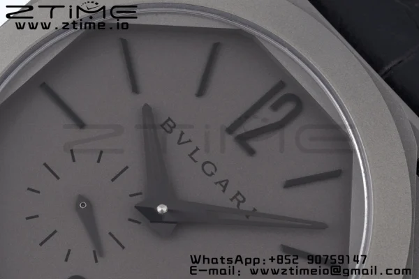 BVLGARI Octo Finissimo PVD BVF 1:1 Best Edition Gray Dial on Black leather strap Asian Micro Rotor Movement - Super Clone Watch | 1:1 Best Version