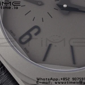 BVLGARI Octo Finissimo PVD BVF 1:1 Best Edition Gray Dial on Black leather strap Asian Micro Rotor Movement - Super Clone Watch | 1:1 Best Version