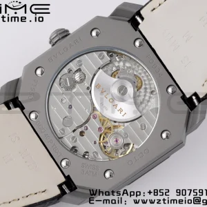 BVLGARI Octo Finissimo PVD BVF 1:1 Best Edition Gray Dial on Black leather strap Asian Micro Rotor Movement - Super Clone Watch | 1:1 Best Version